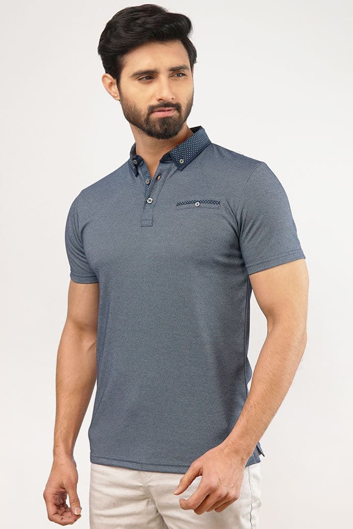 Blue Polka Dots Polo T-Shirt - Mendeez PK 