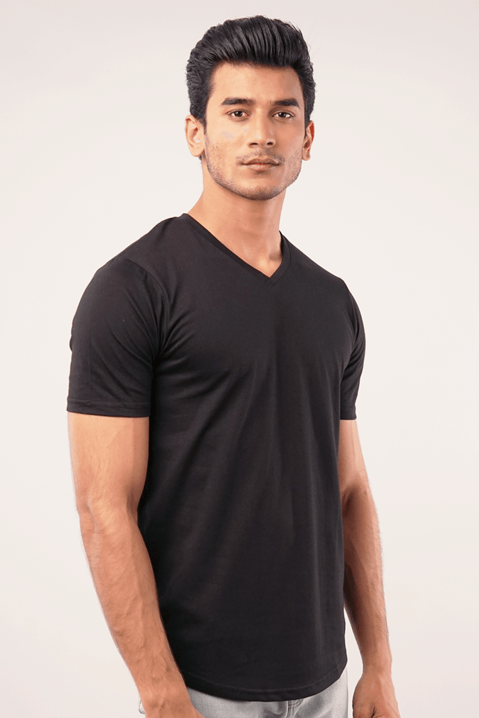 Grime V-Neck T-Shirt - Black-MENDEEZ-T-Shirts