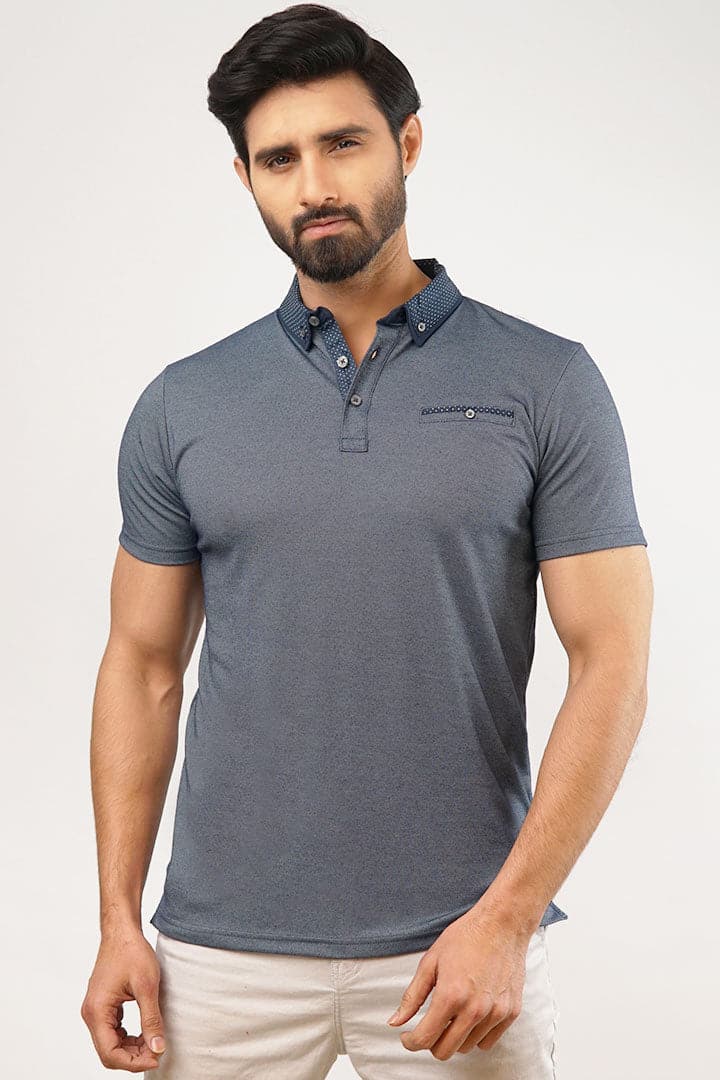 Blue Polka Dots Polo T-Shirt - Mendeez PK 