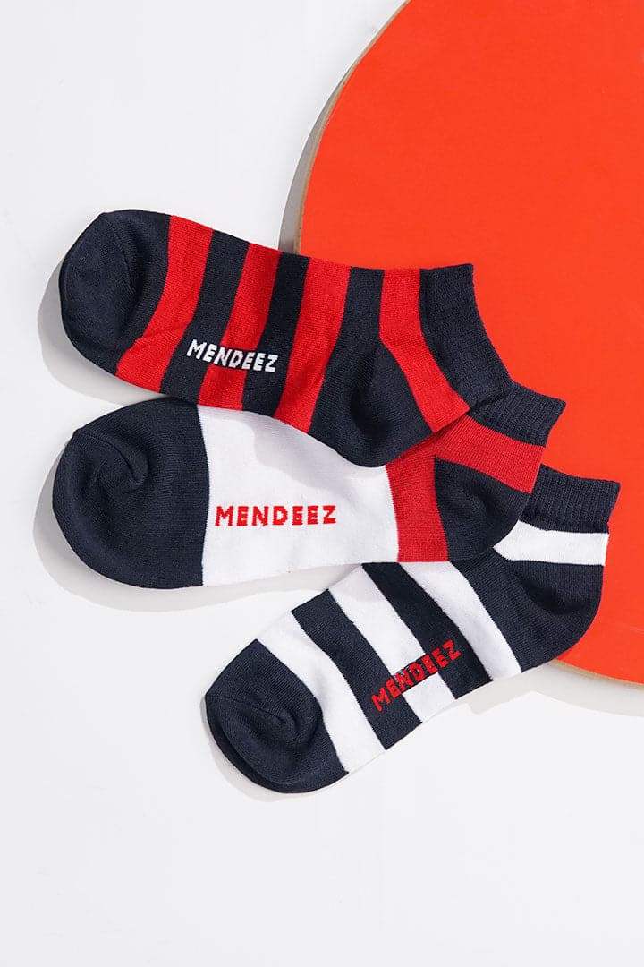 Edgy Ankle Socks - Pack of 3-MENDEEZ-Socks