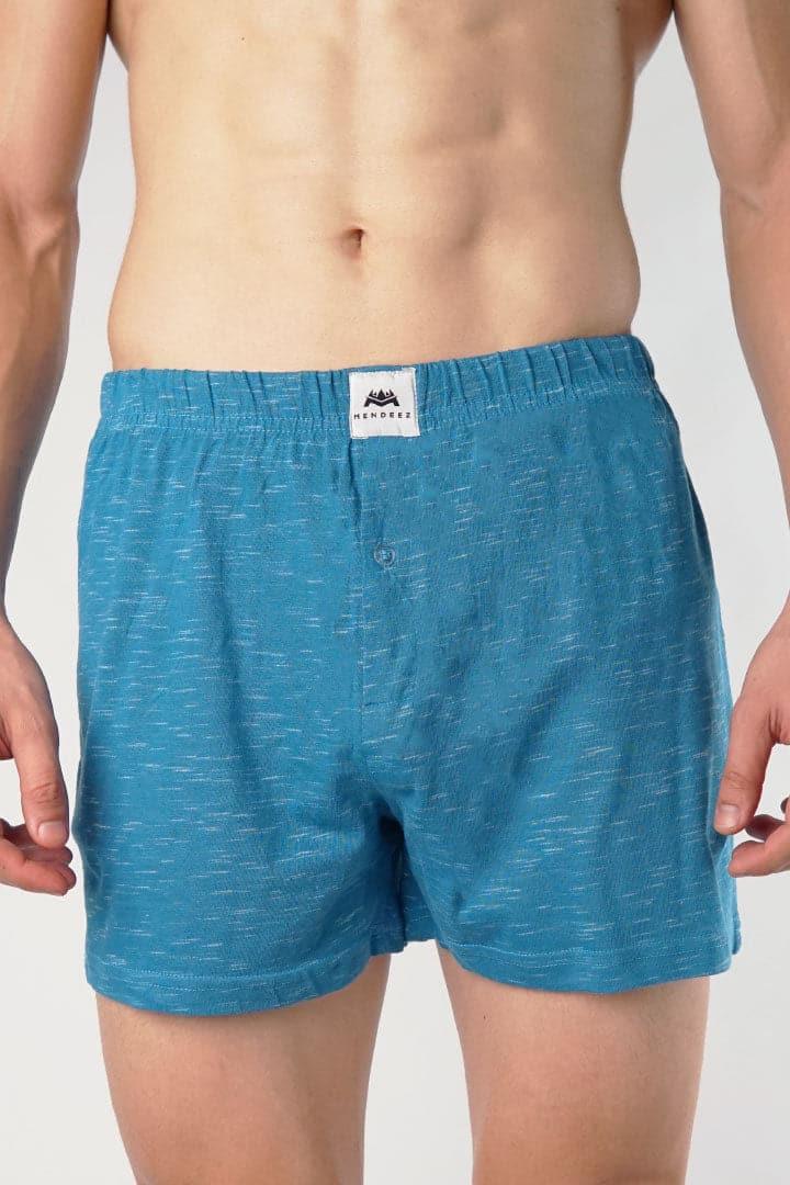 Ribbed Coral Blue Jersey Boxer Shorts - Mendeez PK 