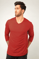 Maroon V-Neck Full Sleeve T-Shirt-MENDEEZ-T-Shirts