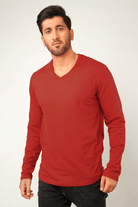 Maroon V-Neck Full Sleeve T-Shirt-MENDEEZ-T-Shirts