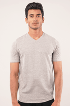 Insipid V-Neck T-Shirt - Heather Grey-MENDEEZ-T-Shirts