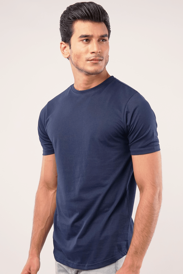 Azure Crew Neck T-shirt - Navy Blue - Mendeez PK 