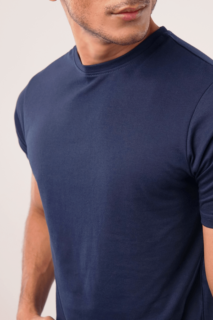 Azure Crew Neck T-shirt - Navy Blue - Mendeez PK 