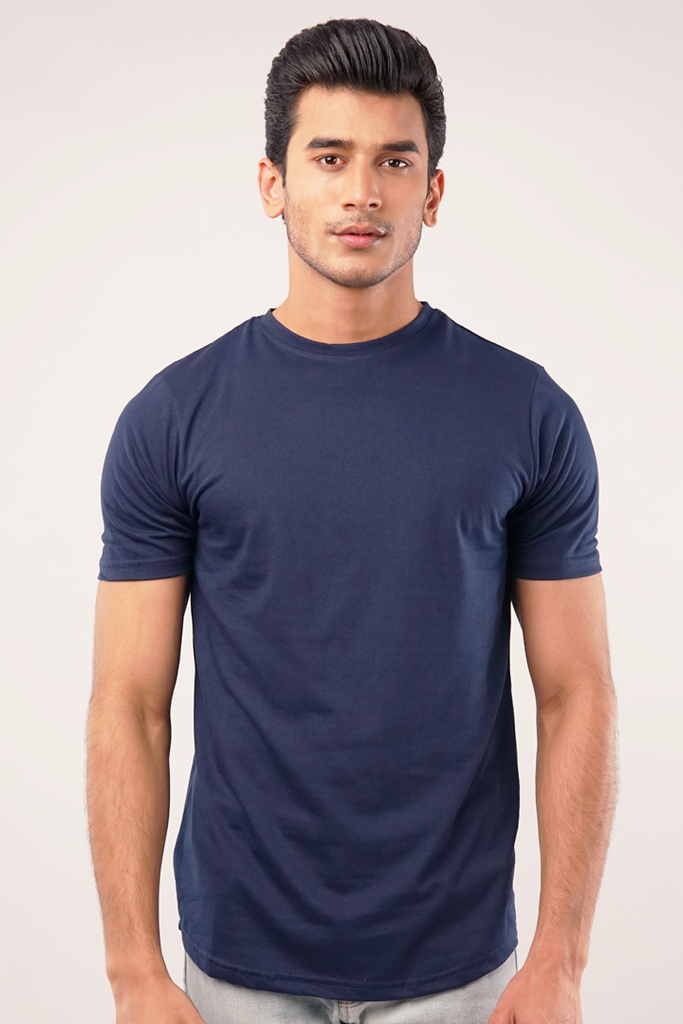 Azure Crew Neck T-shirt - Navy Blue - Mendeez PK 