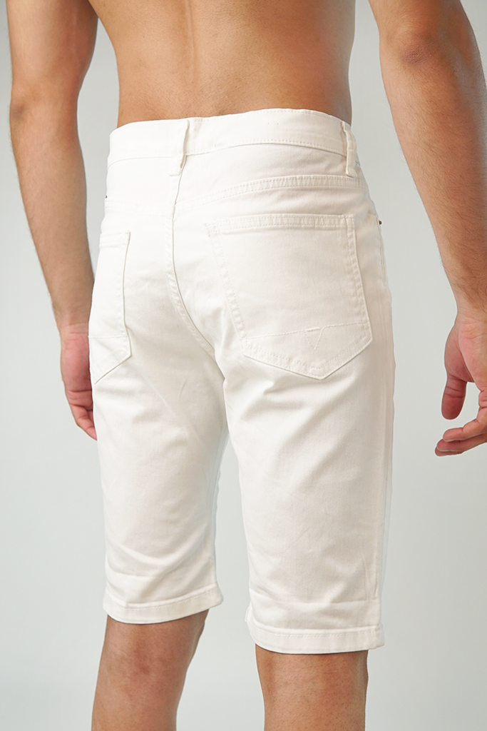 Skin Fit Denim Shorts-White - Mendeez PK 