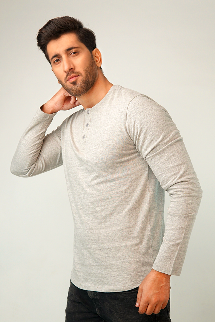 Stone Full Sleeve Henley T-Shirt - Mendeez PK 