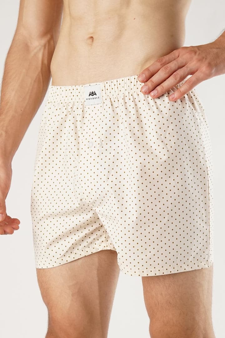 Biege Dotted Woven Boxer Shorts - Mendeez PK 