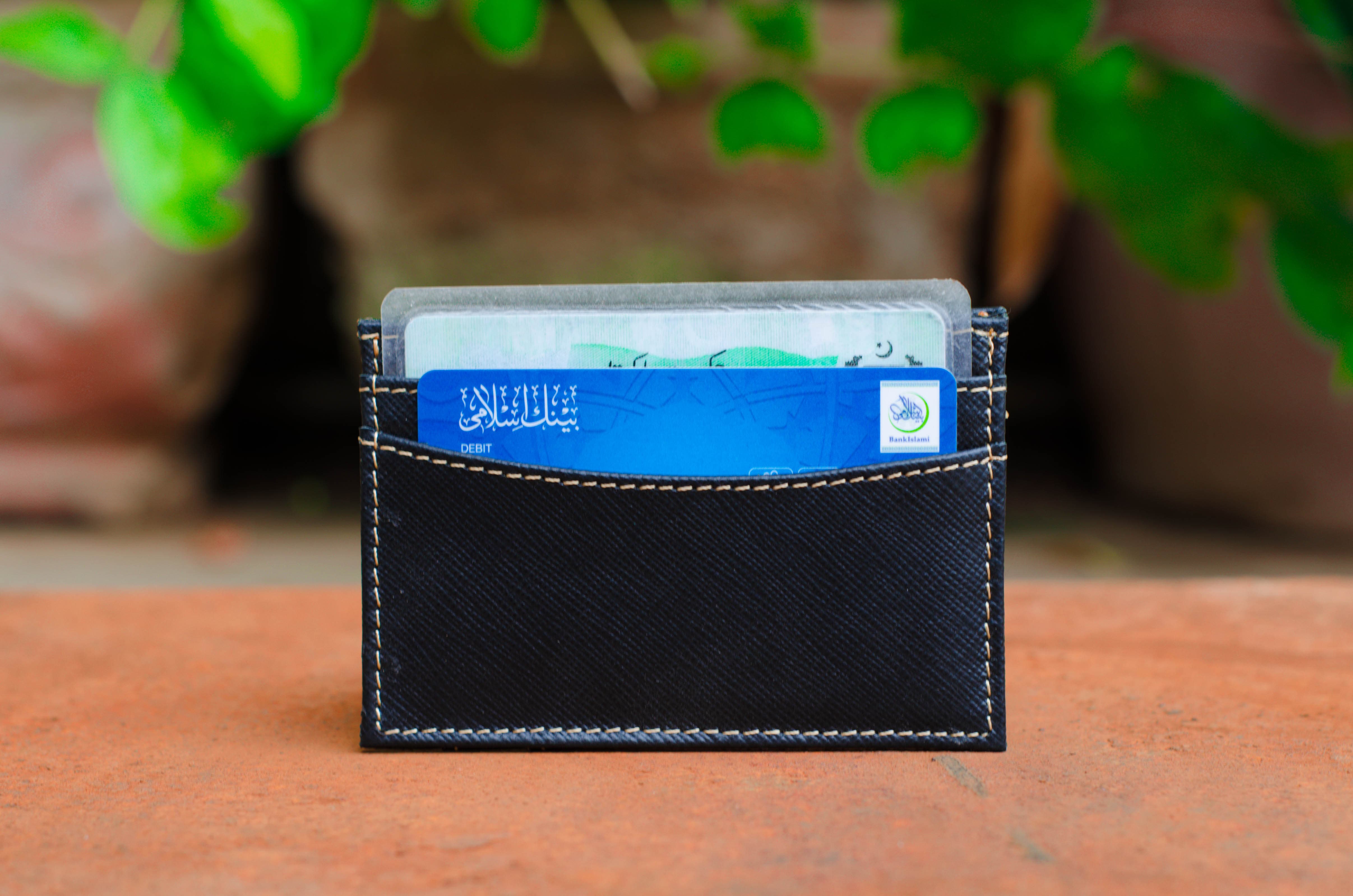 Black Leather card holder (1374305681517)