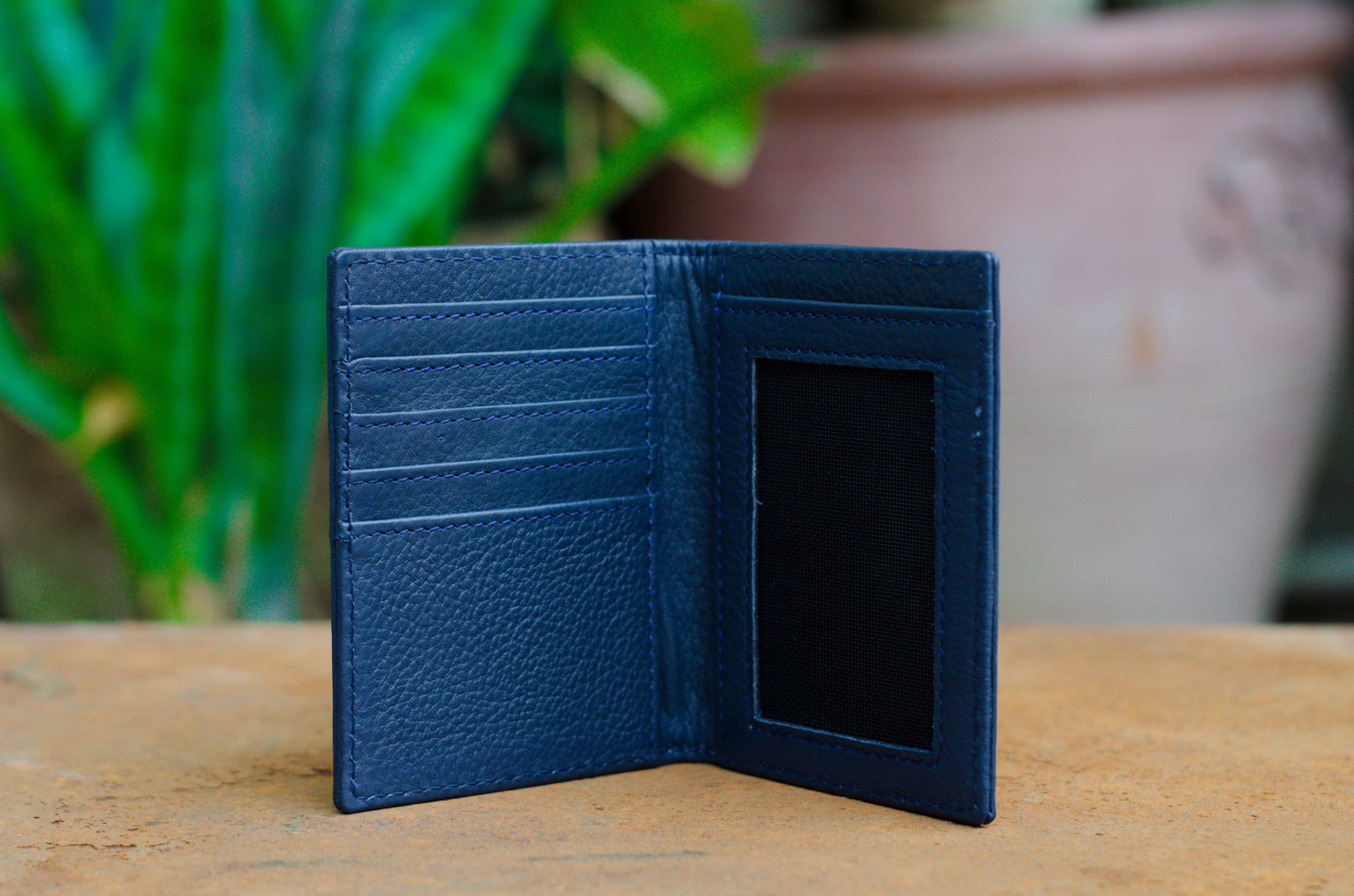 Black Leather Slim Wallet and Card Holder (1374307909741)