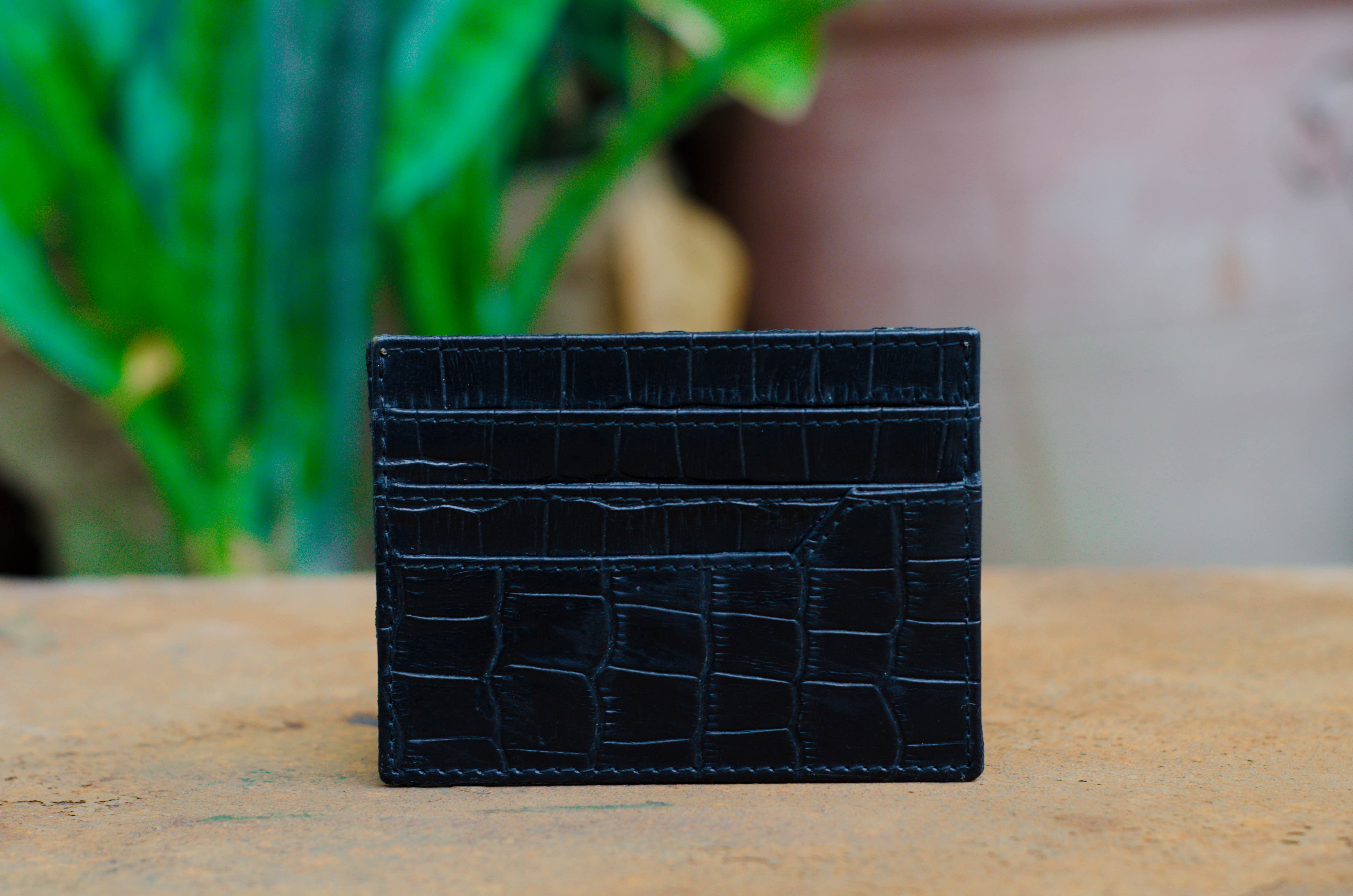 Black Leather Slim Card Holder (1374308008045)