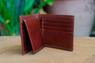 Tan Brown Tri-Fold Leather Wallet (1374313906285)