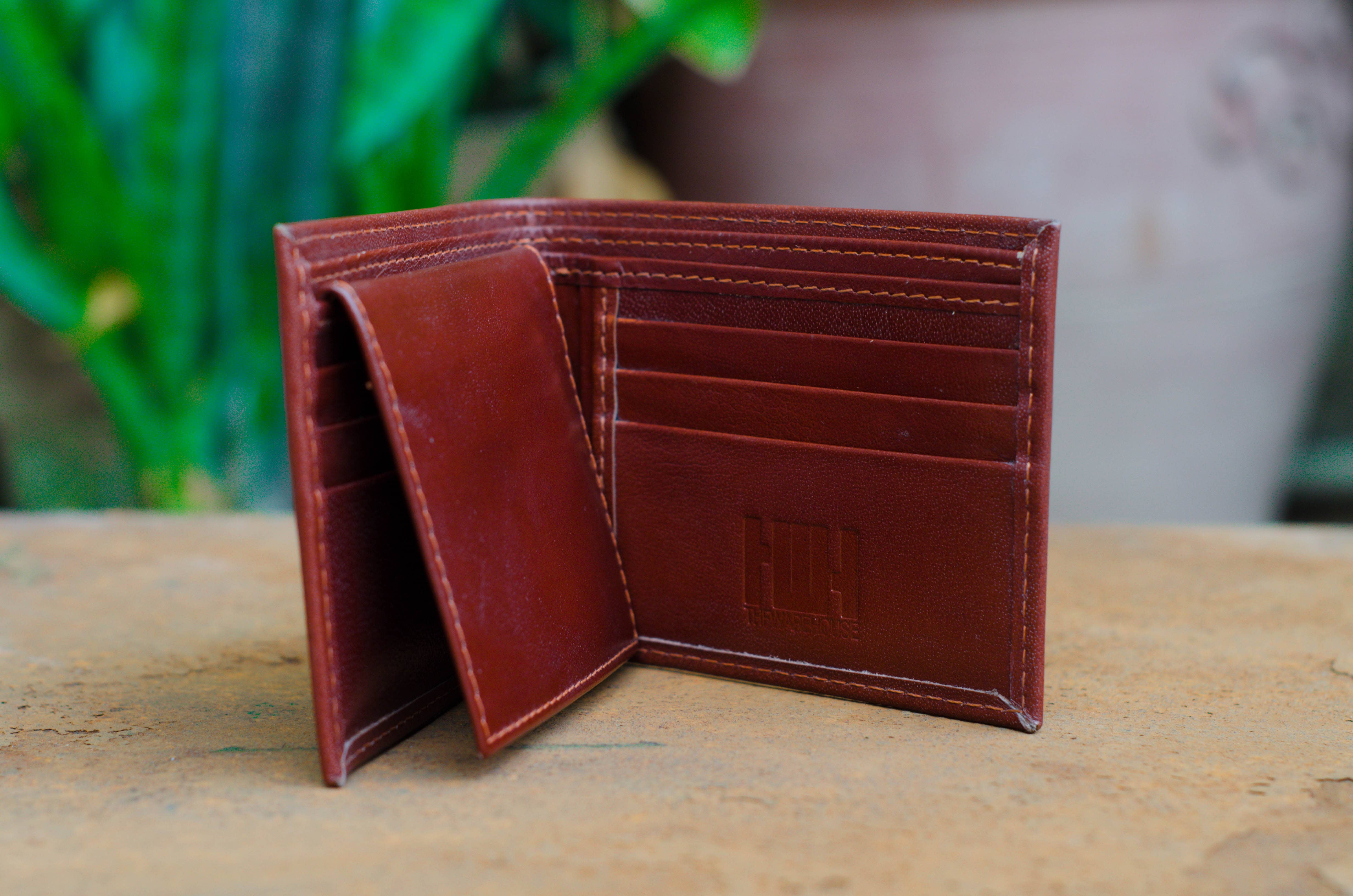 Tan Brown Tri-Fold Leather Wallet (1374313906285)