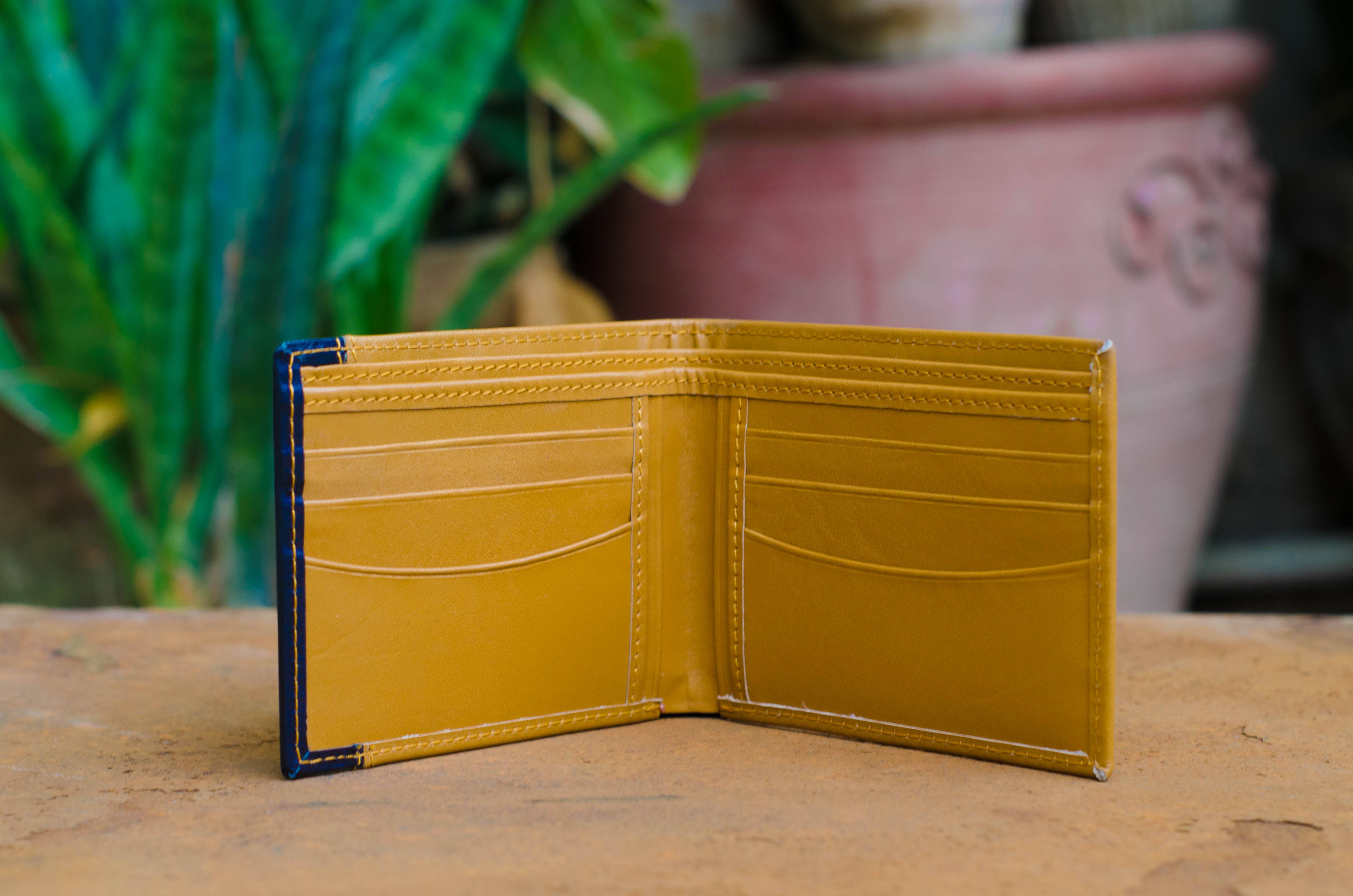 Tan Leather Wallet with black Highlight (1374351884397)