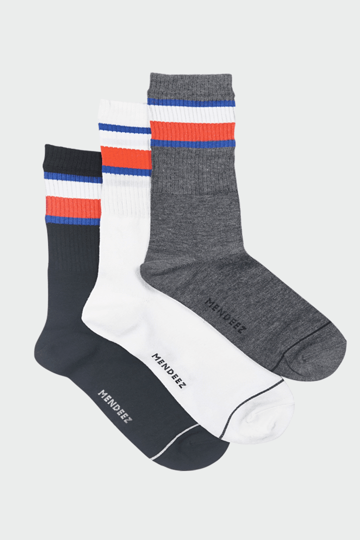 Basic Neutrals Crew Socks (Pack Of 3)-MENDEEZ-Socks