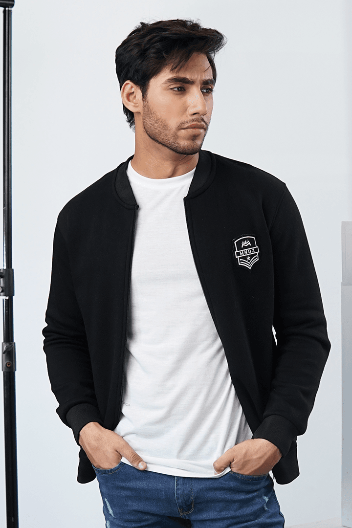 Basic Black Fleece Jacket - Mendeez PK 