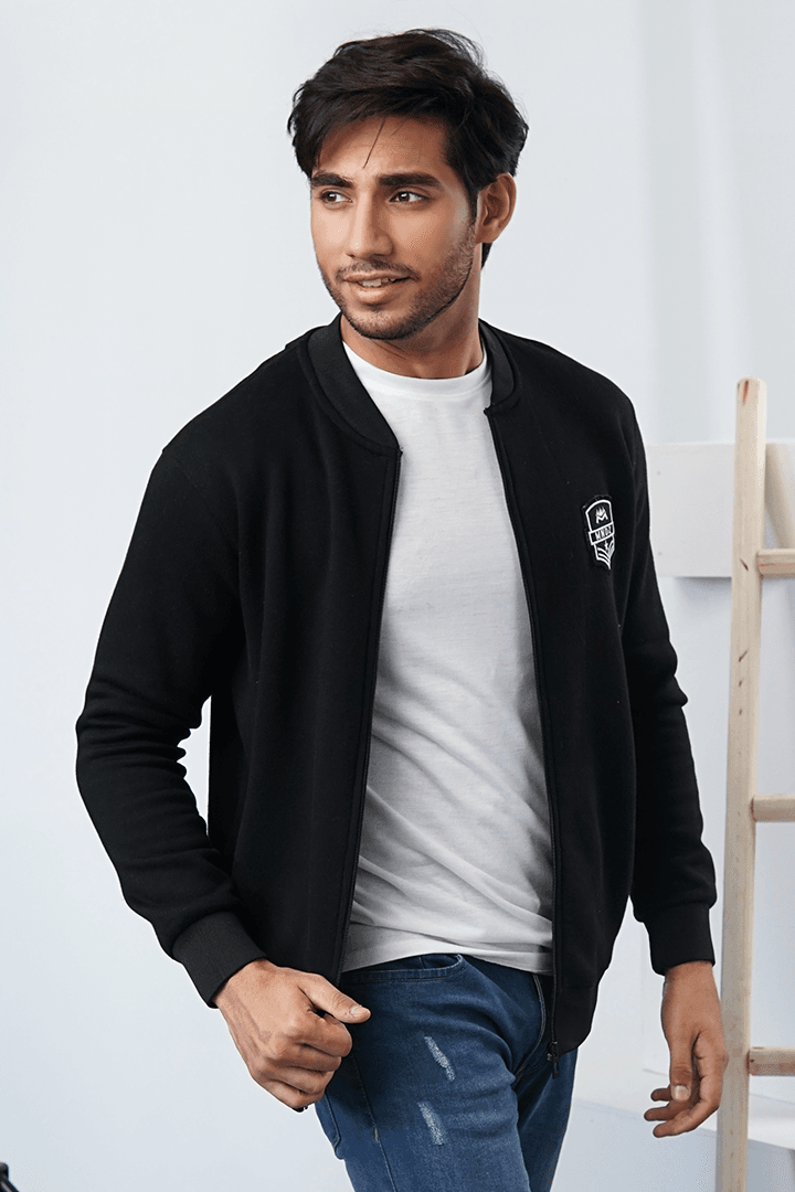 Basic Black Fleece Jacket - Mendeez PK 