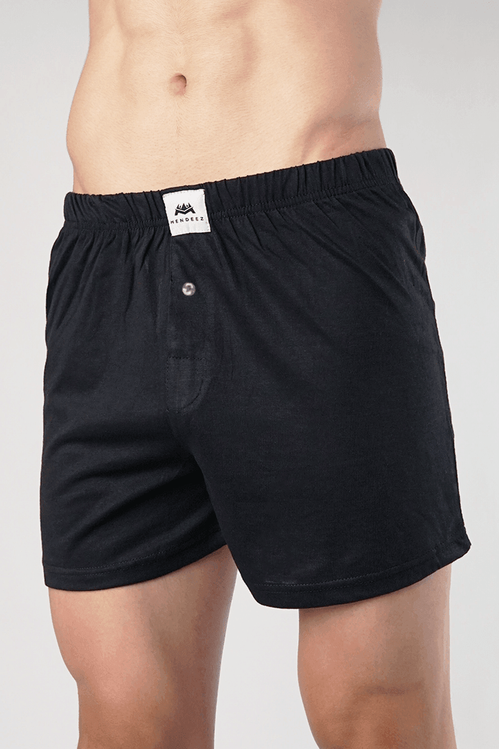 Black Jersey Boxer Shorts-MENDEEZ-Boxers