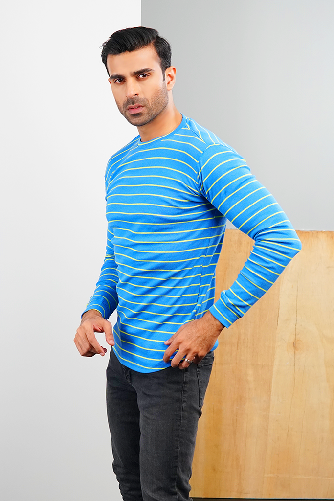 Shades Of Blue Light Ribbed Sweatshirt - Mendeez PK 