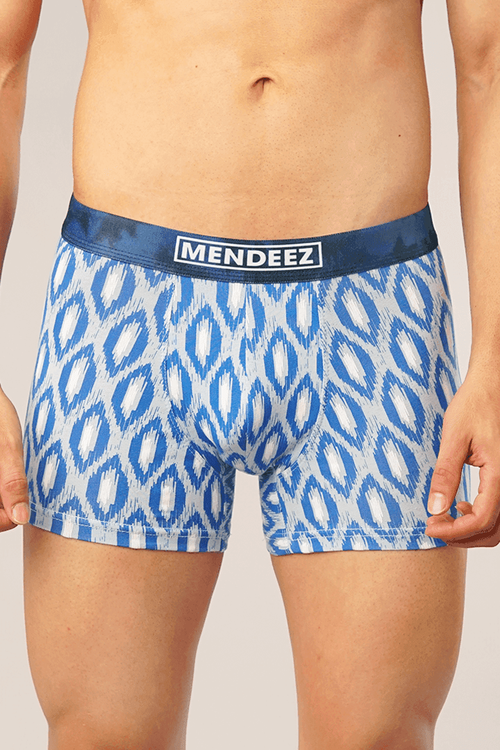 Blue Diagonal Boxer Trunk-MENDEEZ-Trunks