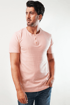 Blush Short Sleeve Henley T-Shirt-MENDEEZ-T-Shirts