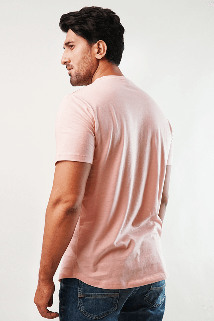 Blush Short Sleeve Henley T-Shirt-MENDEEZ-T-Shirts