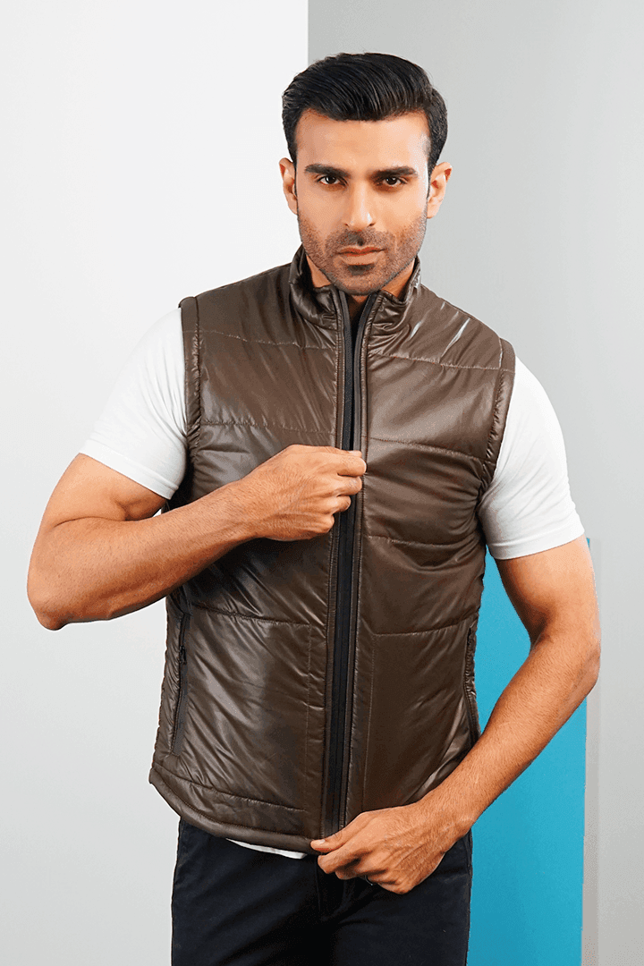 Bronzer Moondust Sleeveless Puffer Jacket-MENDEEZ-Jackets