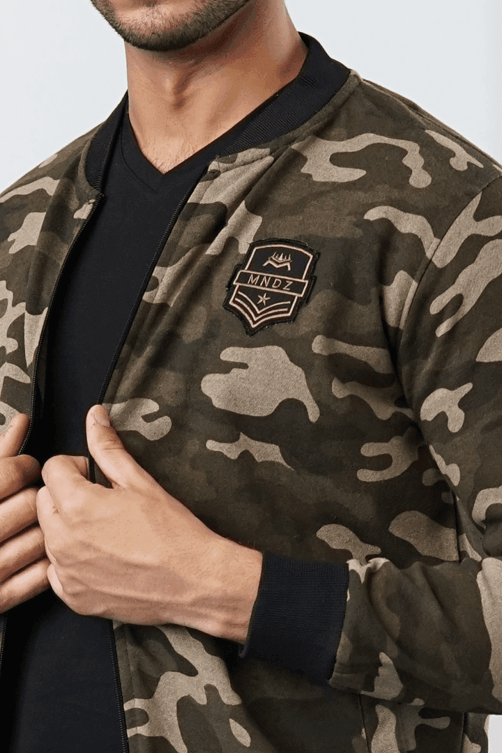 Brown Camo Fleece Jacket-MENDEEZ-Jackets