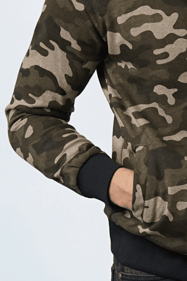 Brown Camo Fleece Jacket-MENDEEZ-Jackets