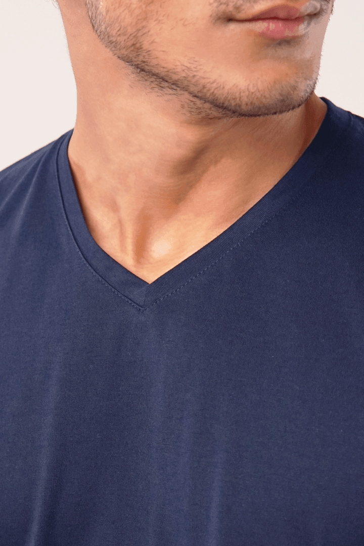 Cerulean V-Neck T-Shirt - Navy Blue-MENDEEZ-T-Shirts