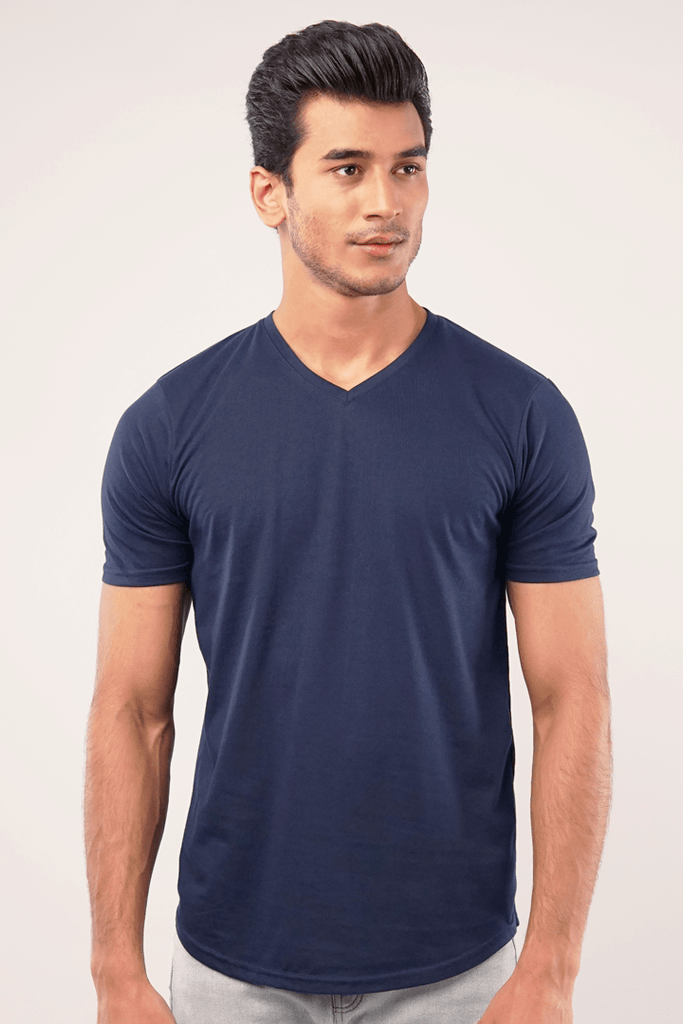 Cerulean V-Neck T-Shirt - Navy Blue-MENDEEZ-T-Shirts