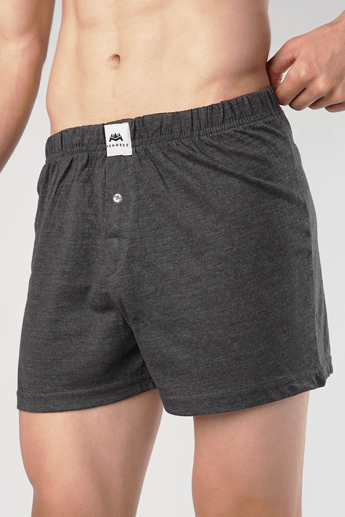 Charcoal Jersey Boxer Shorts-MENDEEZ-Boxers