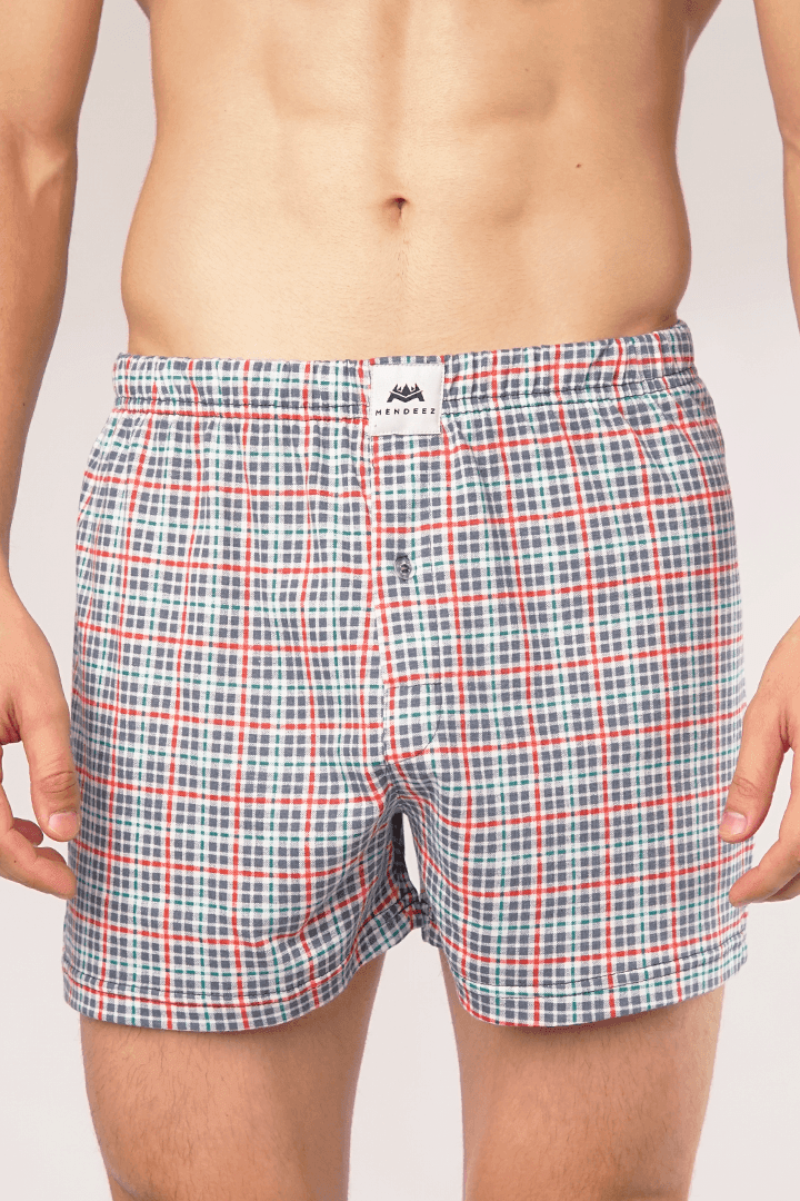 Checked Jersey Boxer Shorts-MENDEEZ-Boxers