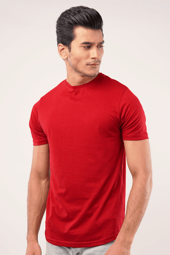 Cherry Crew Neck T-Shirt - Maroon-MENDEEZ-T-Shirts