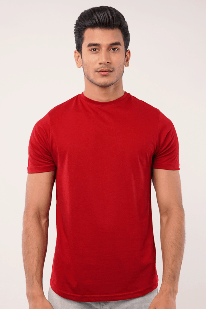 Cherry Crew Neck T-Shirt - Maroon-MENDEEZ-T-Shirts