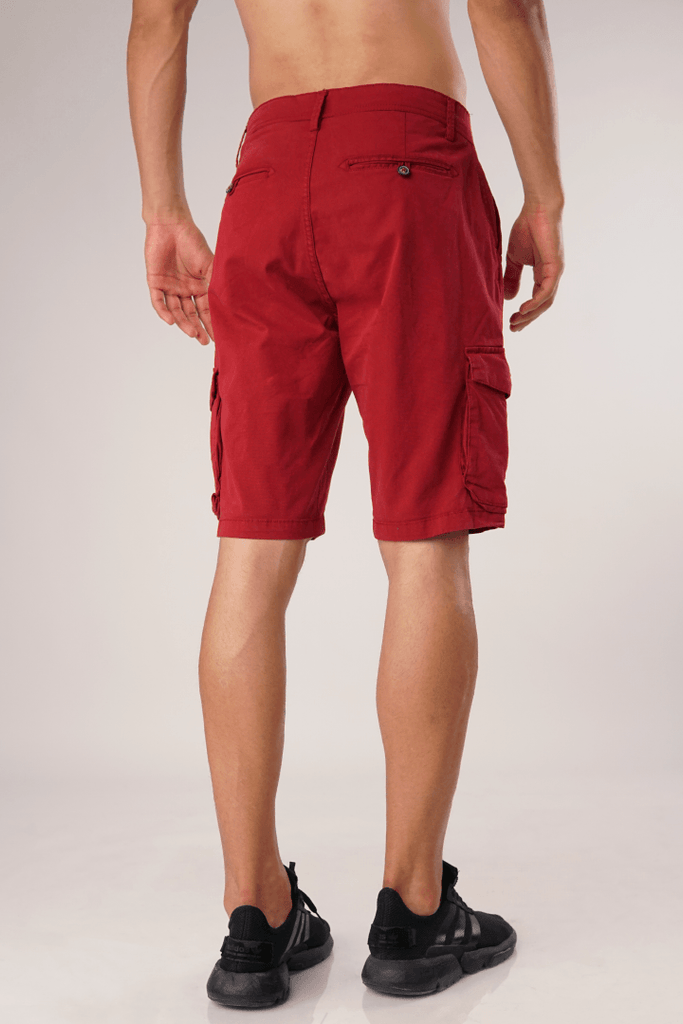 Cherry Red Cargo Shorts-MENDEEZ-Shorts