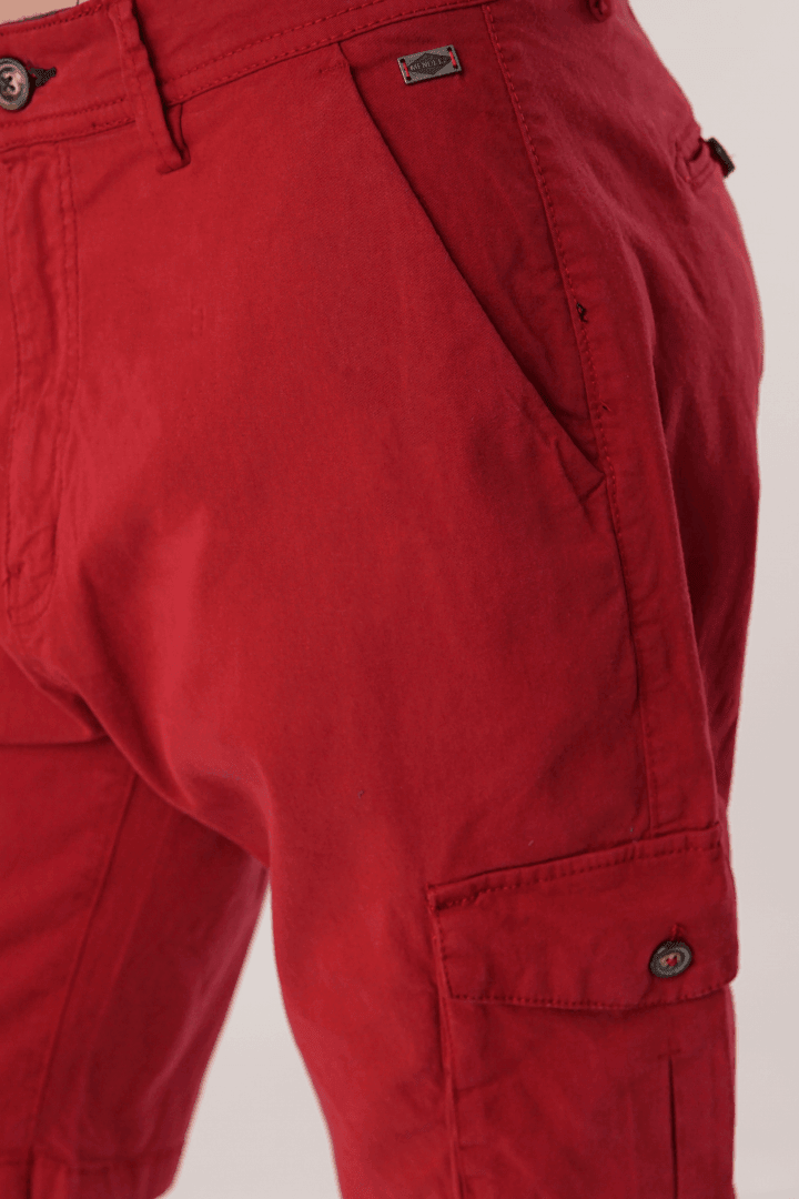 Cherry Red Cargo Shorts-MENDEEZ-Shorts