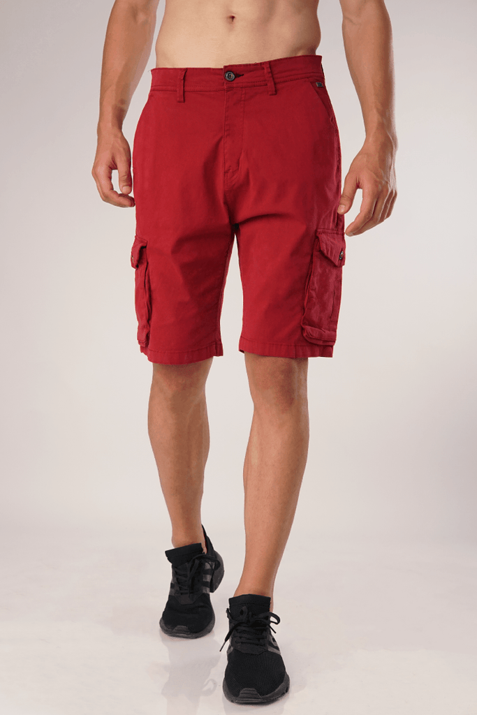 Cherry Red Cargo Shorts-MENDEEZ-Shorts