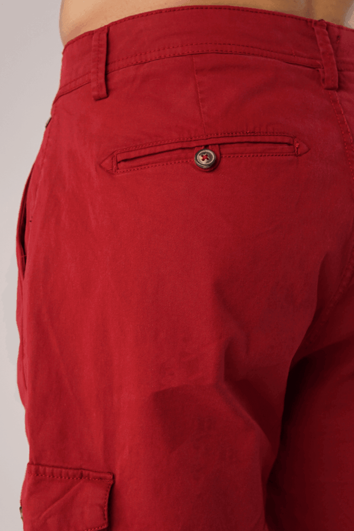 Cherry Red Cargo Shorts-MENDEEZ-Shorts