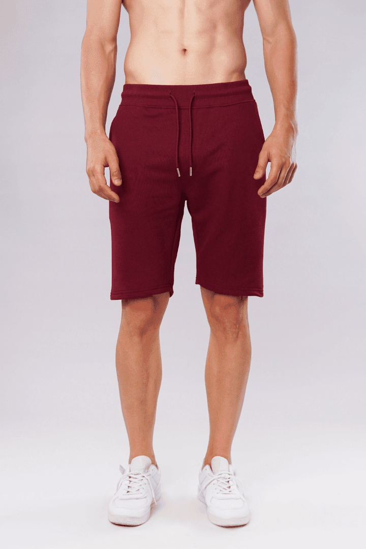 Claret Pique Terry Shorts-MENDEEZ-Shorts