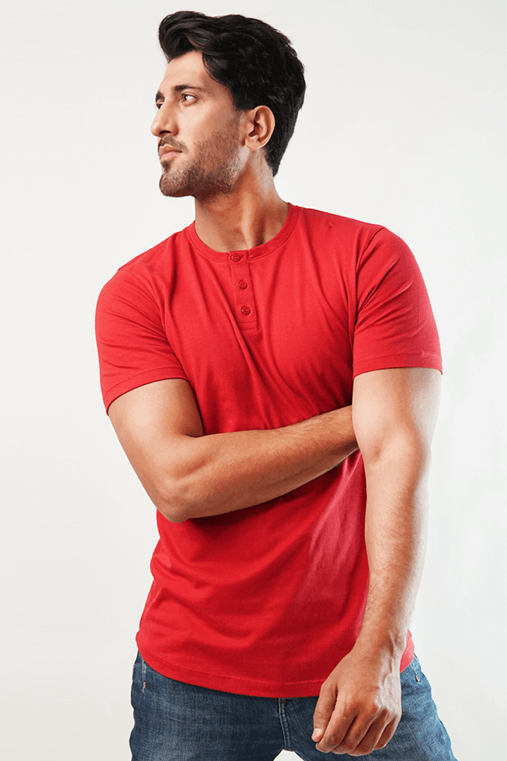 Crimson Short Sleeve Henley T-Shirt - Mendeez PK 