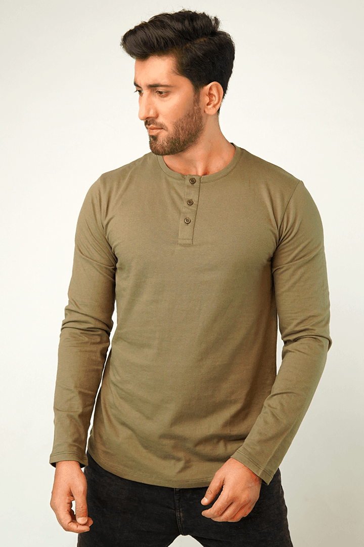 Croco Full Sleeve Henley T-Shirt-MENDEEZ-T-Shirts