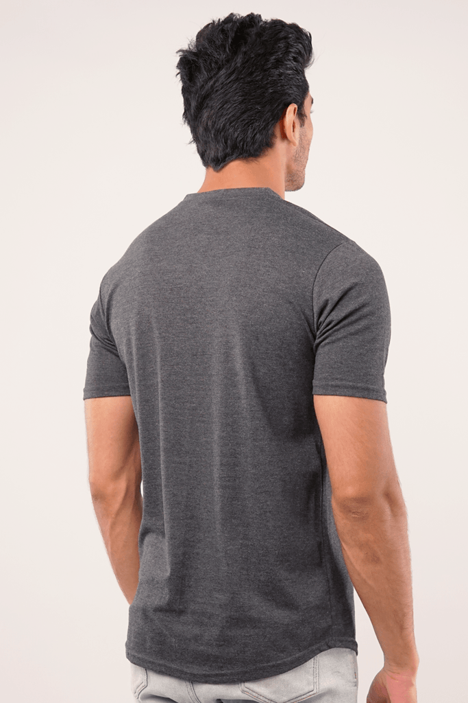 Grey Short Sleeve Henley T-Shirt-MENDEEZ-T-Shirts