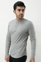 Henley Full Sleeves T-shirt - Heather Grey - MENDEEZ (4528417996909)