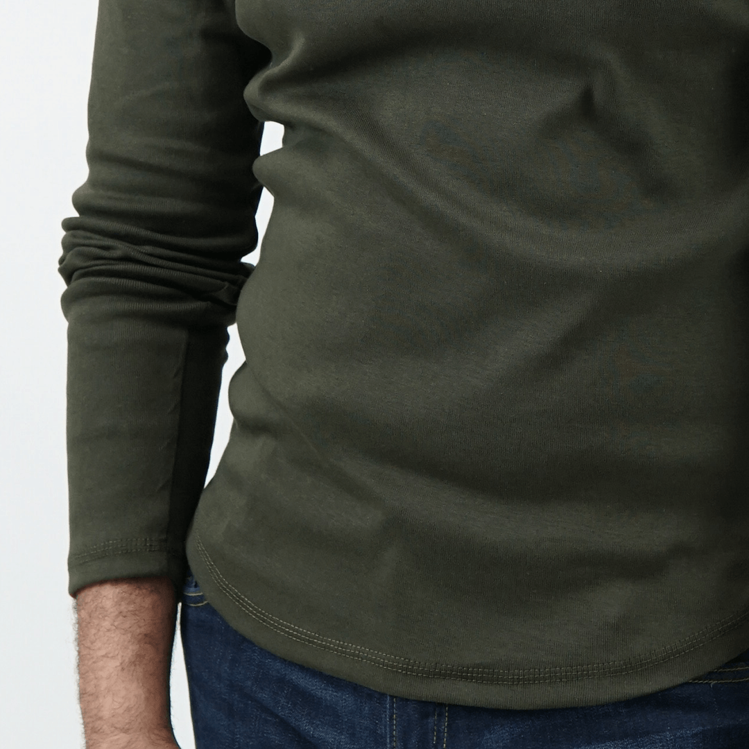 Henley Full Sleeves T-shirt - Olive Green - MENDEEZ (4533259305069)