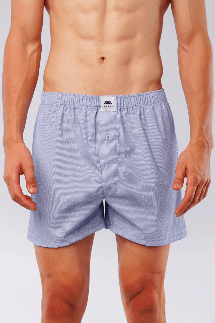 Icy Polka Woven Boxer Shorts-MENDEEZ-Boxers