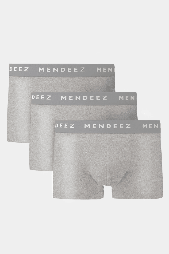 Jacquard Boxer Trunks - Pack of 3 - Heather Grey-MENDEEZ-Trunks