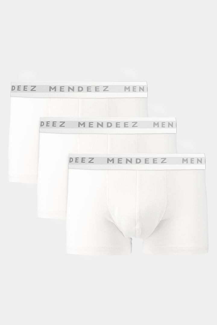 Jacquard Boxer Trunks - Pack of 3 - White-MENDEEZ-Trunks